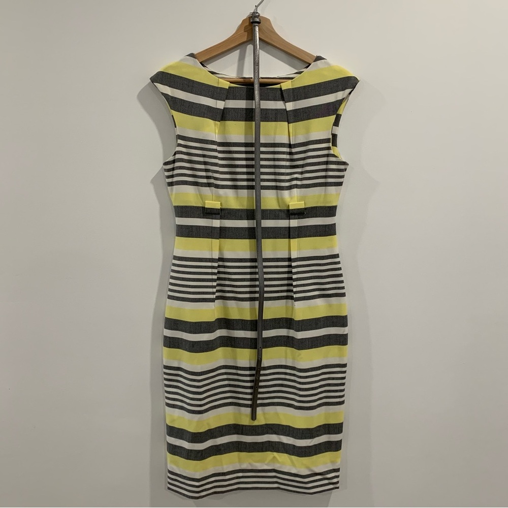 Calvin Klein Gray and Yellow Sheath Dress with silver belt 6
